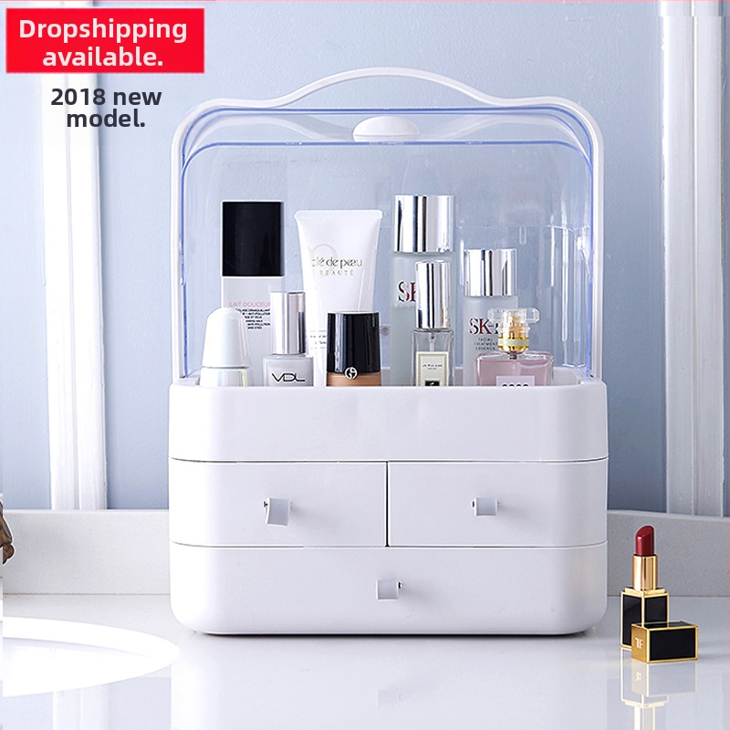 Cutie de depozitare pentru cosmetice Internet Celebrity, sertar extra mare, tip portabil, transparent, pentru birou, finisaj, pentru îngrijirea pielii, raft de depozitare rezistent la praf