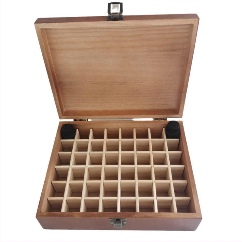 Кутия за съхранение на етерични масла, дървена кутия за етерични масла, 48 дървени кутии, 5 мл, стъклена бутилка, кутия за довършителни работи, фабрично нови продукти