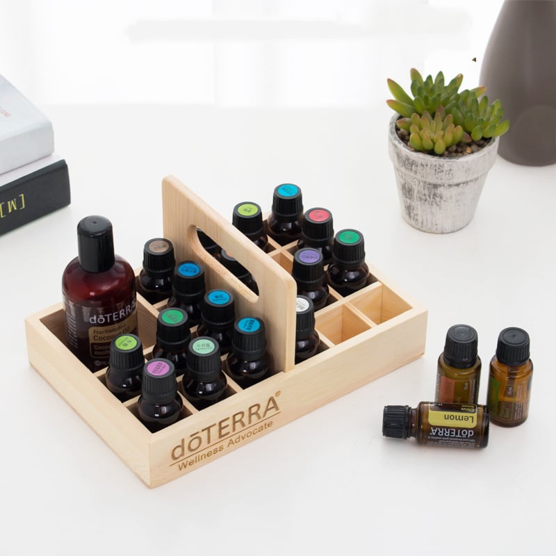 Koka ēterisko eļļu uzglabāšanas koka kaste doterra dotteri roku grozs rūtainais displeja statīvs priedes ēterisko eļļu kaste