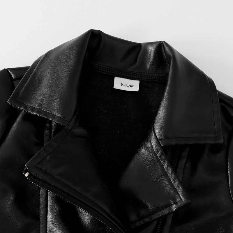 Dječja kožna jakna dugih rukava s velikim reverom, jesen 2025., nova dječja korejska stilska cool bajkerska jakna