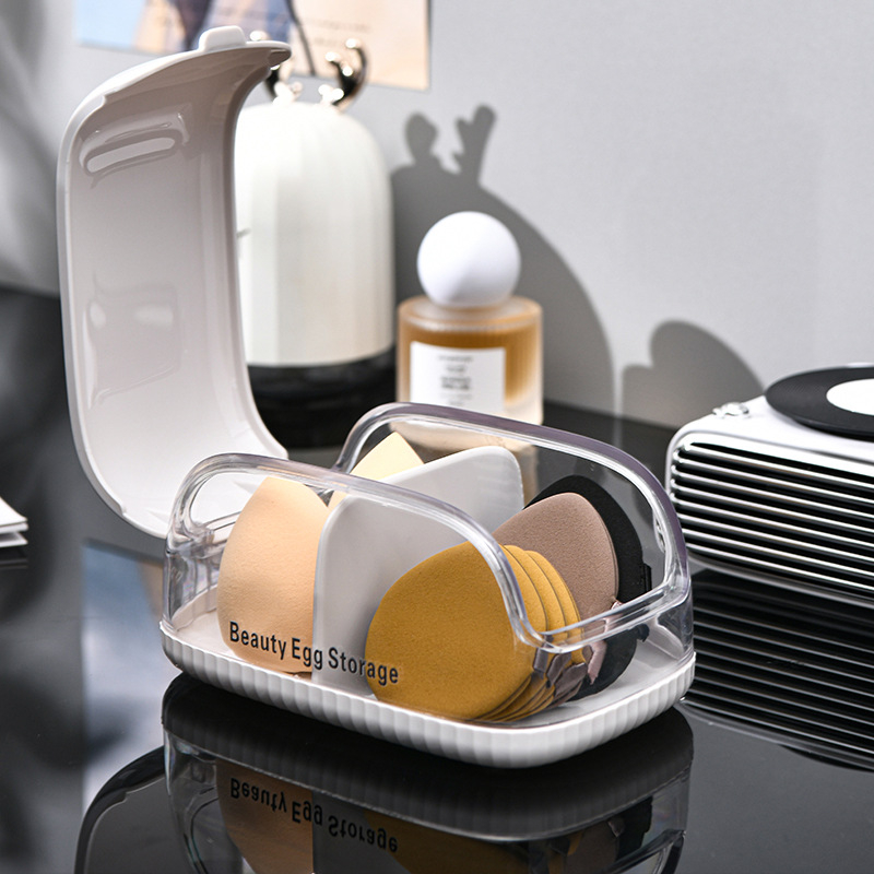 „Pudrinės pudros“ grožio kiaušinių laikymo dėžutė, permatoma, dulkėms atspari tualetinio staliuko laikymo dėžutė su dangteliu, grožio įrankiai, patogus tiesioginis pardavimas iš gamyklos.