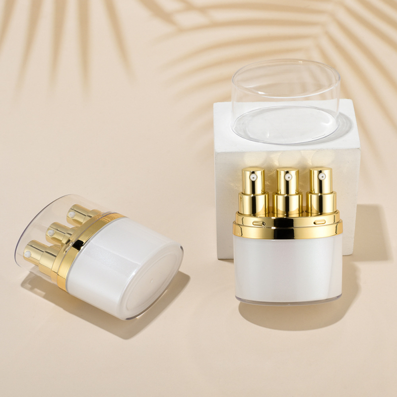 15 ml vakuuma pudele ar akrila trīs tūbiņu Essence pudeles acu krēmam, pārnēsājama kosmētika, ceļojumu iepakojums, plastmasas pudele