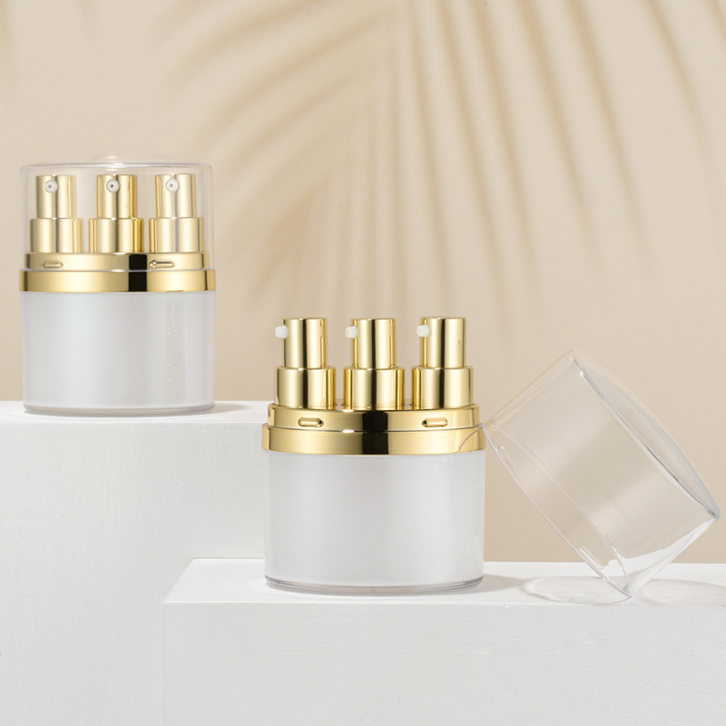 15 ml vakuuma pudele ar akrila trīs tūbiņu Essence pudeles acu krēmam, pārnēsājama kosmētika, ceļojumu iepakojums, plastmasas pudele