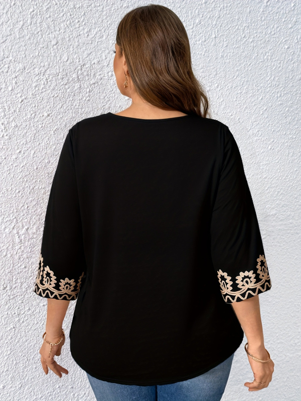 2025 m. vasaros moteriški didelių dydžių marginti apvalios kaklo austi laisvalaikio marškiniai trumpomis rankovėmis