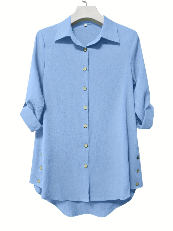 Независима станция Aliexpress Amazon Популярна ежедневна риза с дълъг ръкав и копчета за жени