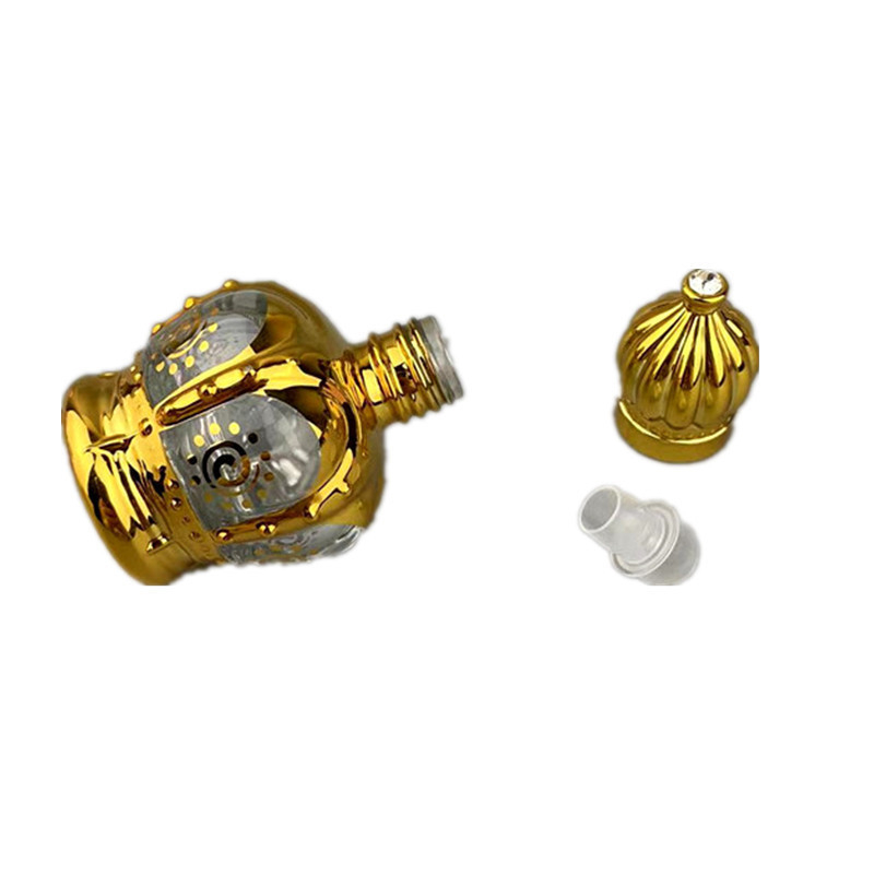 Tiesioginiai gamykliniai pardavimai Naujas Artimųjų Rytų paauksuotas 15 ml tuščias kvepalų buteliukas