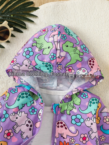 Ανδρικό βρεφικό μπουφάν με κουκούλα και σχέδιο δεινόσαυρου για μωρά, νέο