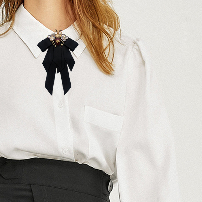 Korėjietiško retro lydinio „Straamer“ juodo kaspino „bitės“ sagė vyrams ir moterims „Preppy“ stiliaus peteliškės drabužių aksesuarai