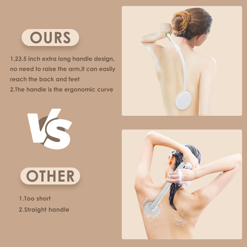 Nuimamas vonios šepetys senyvo amžiaus žmonėms, skirtas stuburo skausmui, laisvų rankų, rankų darbo, juosmens kėlimui, patogus minkštų plaukų, lenktos rankenos vonios šepetys su rankšluosčiu