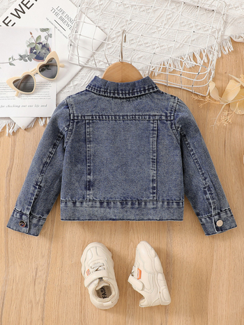 Casual Fashion Φθινόπωρο σε σχήμα καρδιάς με κοντό μακρύ μανίκι για πέτο, παιδικό μπουφάν τζιν για βρέφη και μωρά