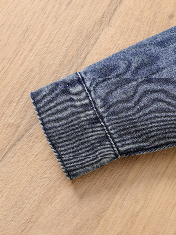 Casual Fashion Φθινόπωρο σε σχήμα καρδιάς με κοντό μακρύ μανίκι για πέτο, παιδικό μπουφάν τζιν για βρέφη και μωρά