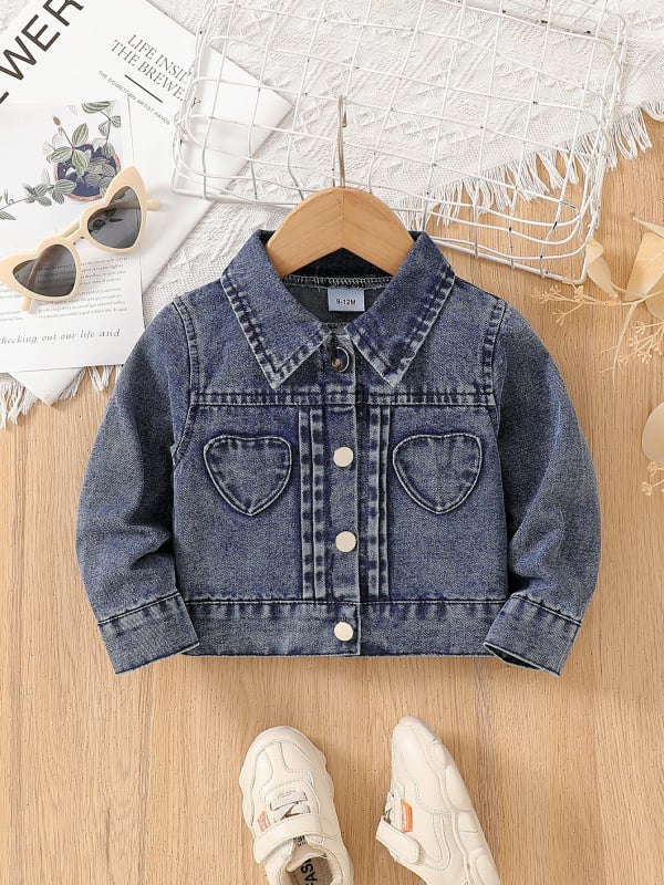 Toamna și iarna, casual, cu mânecă lungă și buzunar, jachetă din denim pentru copii, jachetă de buzunar, jachetă scurtă și elegantă pentru copii, jachetă de buzunar, jachetă de buzunar