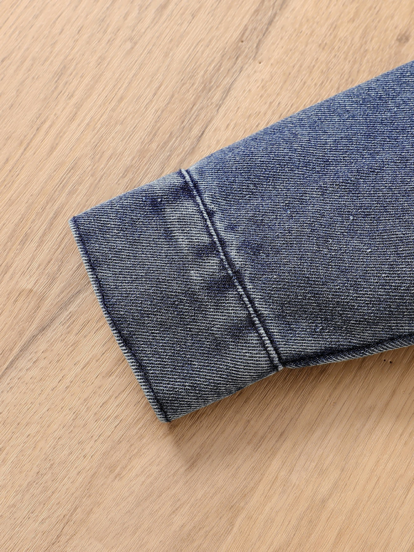 Kasdienis madingas rudens širdies formos kišenės trumpas ilgomis rankovėmis atlapo apykaklė vaikiškas kūdikio naujagimio džinsinis švarkelis