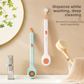 [Jauns produkts] Nospiediet vannas suku, lai berzētu mīksto matu garo rokturi, lai berzētu aizmuguri, lai berzētu dubļus, lai mazgātu ķermeņa vannas suku