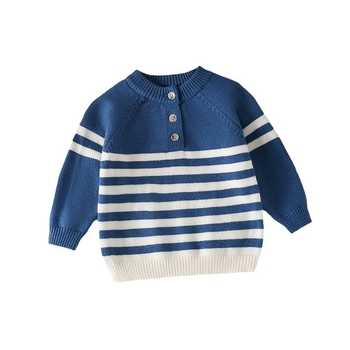 Διασυνοριακές εισαγωγές Φθινόπωρο και Χειμώνας Ανδρικό Πλεκτό Πουλόβερ με Στρογγυλή Λαιμόκοψη και Κορεάτικο Στυλ Ριγέ Πουλόβερ με Υψηλή Ελαστικότητα και Ριγέ