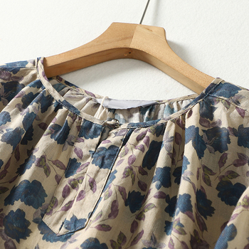 Истинска риза за кукли 2025, дамска широка риза с щампа, сладка артистична ранна есен, нова ленена лека подплата