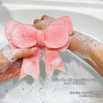Розова топка за вана с панделка, разтриваща се, пяна за вана, мека сладка топка за вана с форма на сърце за момиче