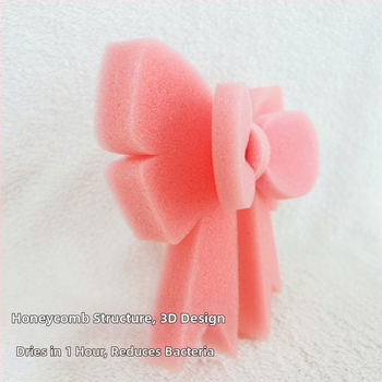 Розова топка за вана с панделка, разтриваща се, пяна за вана, мека сладка топка за вана с форма на сърце за момиче