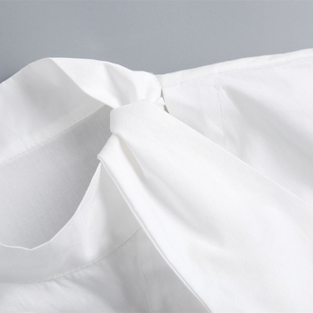 2023 ακανόνιστος πλαϊνός κόμπος ψεύτικου γιακάς χαριτωμένο λευκό βαμβακερό πουκάμισο ψεύτικο γιακά