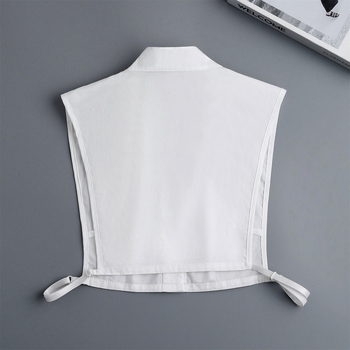 2023 ακανόνιστος πλαϊνός κόμπος ψεύτικου γιακάς χαριτωμένο λευκό βαμβακερό πουκάμισο ψεύτικο γιακά