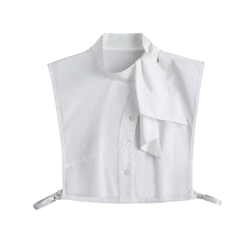 2023 m. netaisyklingo šoninio mazgo su netikra apykakle mieli balti medvilniniai marškiniai su netikra apykakle