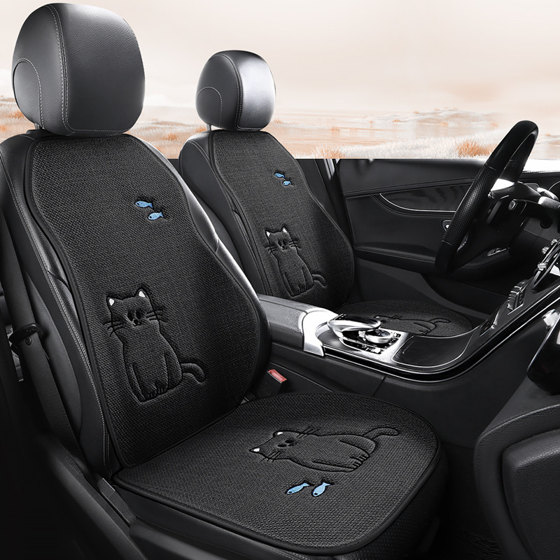 Četru sezonu universāls lina automašīnas sēdekļa spilvens, daudzdaļīgs komplekts piecām sēdvietām ar atzveltni, viegli uzstādāms spilvens, kvadrātveida spilvens, vēss un elpojošs