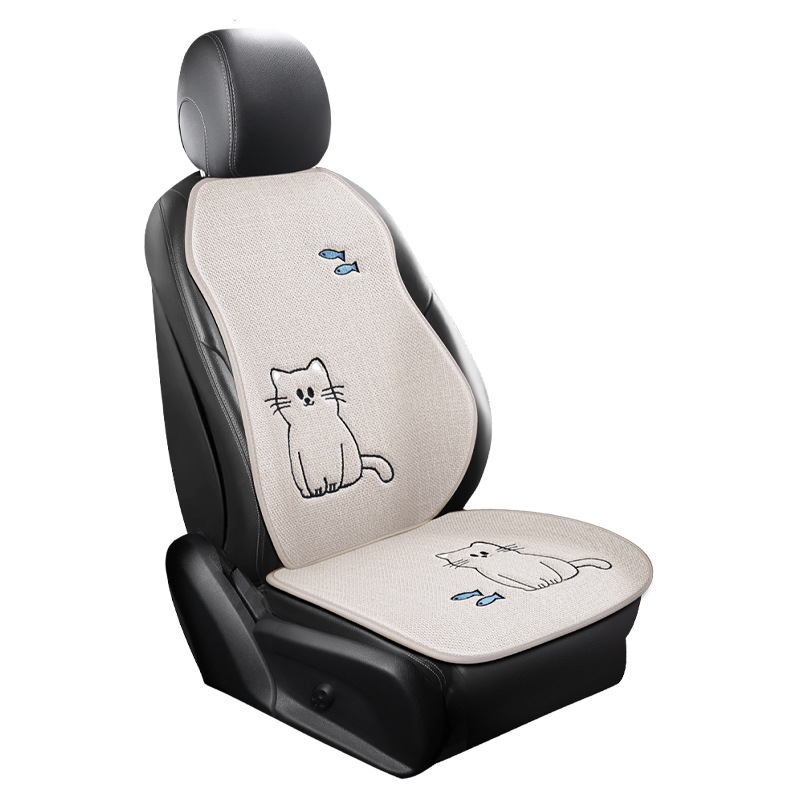 Četru sezonu universāls lina automašīnas sēdekļa spilvens, daudzdaļīgs komplekts piecām sēdvietām ar atzveltni, viegli uzstādāms spilvens, kvadrātveida spilvens, vēss un elpojošs