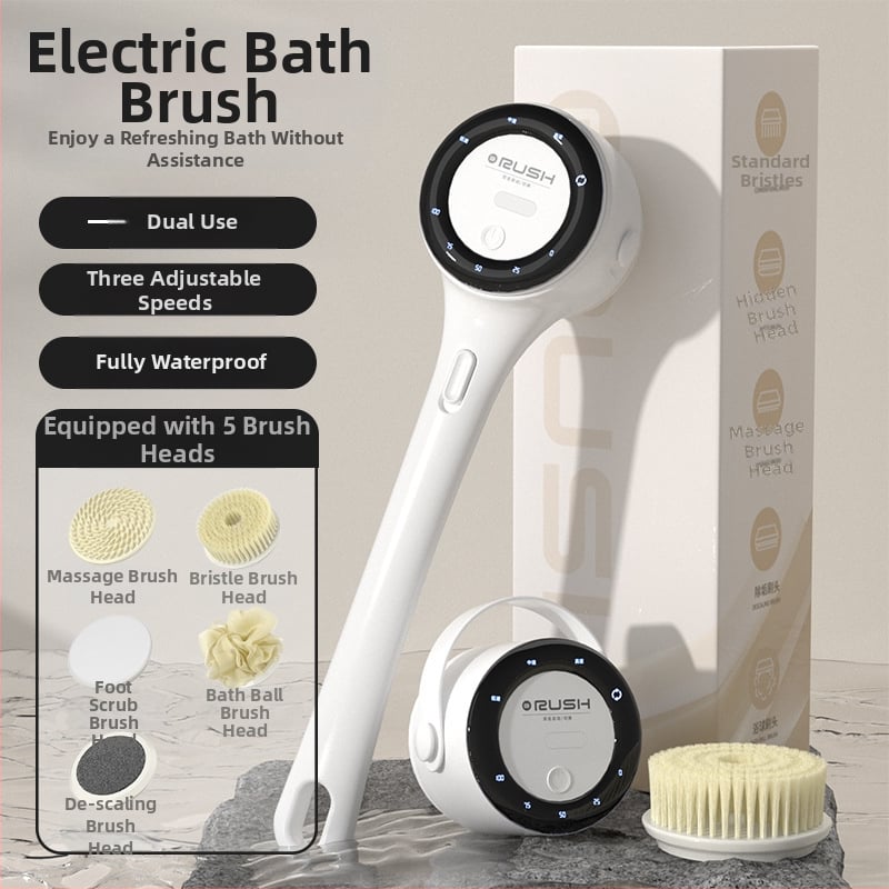 Perie de baie electrică transfrontalieră, perie de baie multifuncțională rotativă, impermeabilă, persoană leneșă, perie de baie, instrument de spălare a spatelui, artefacte