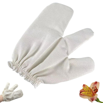 1/2 Ръкавици за масаж от сурова коприна 100 копринени ексфолиращи ръкавици за вана с два пръста, четка WT01