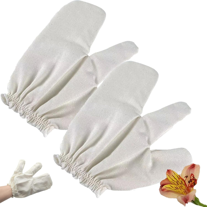 1/2 Ръкавици за масаж от сурова коприна 100 копринени ексфолиращи ръкавици за вана с два пръста, четка WT01