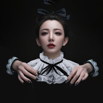 Френски ретро дантелен малък шал с двойни връзки, сладка декоративна яка, благородна принцесна яка, дамска фалшива яка с ухо