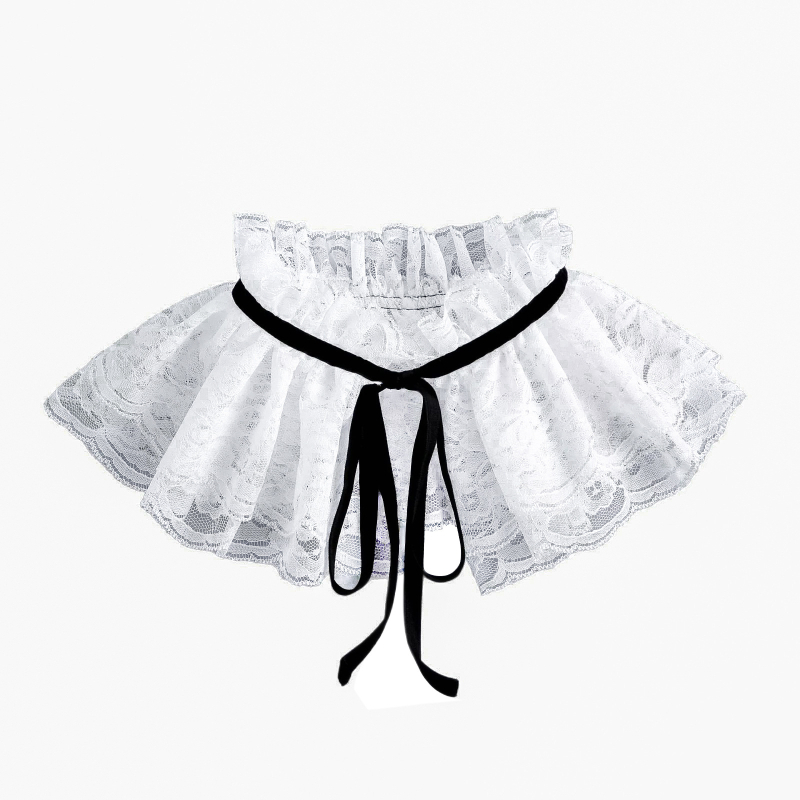 Френски ретро дантелен малък шал с двойни връзки, сладка декоративна яка, благородна принцесна яка, дамска фалшива яка с ухо