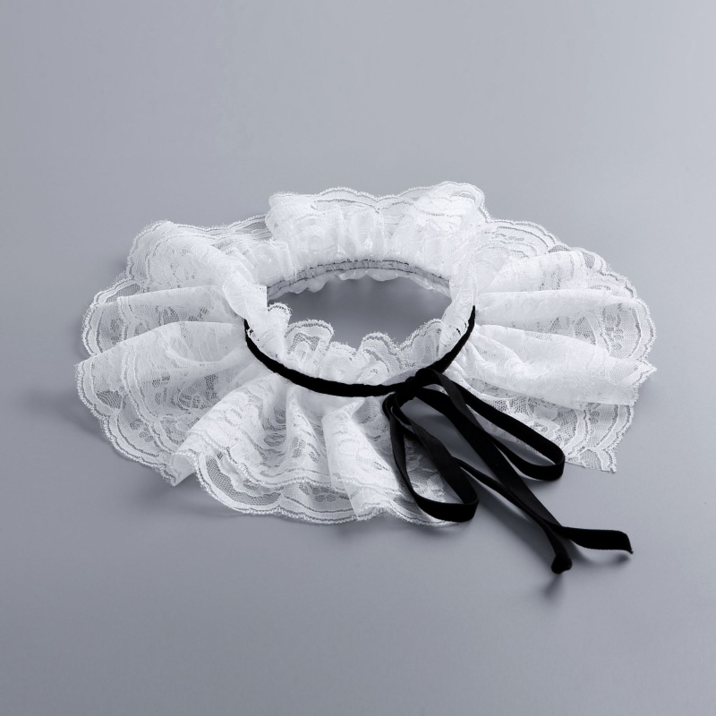 Френски ретро дантелен малък шал с двойни връзки, сладка декоративна яка, благородна принцесна яка, дамска фалшива яка с ухо