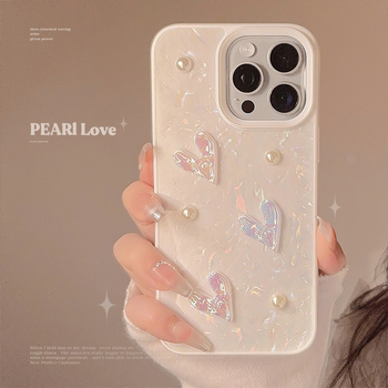 Trojrozmerný puzdro na mobil s perlou Love Pearl pre iPhone 16 a Apple 15, 11 a 14, ProMax Dream Shell a 12, Fairy