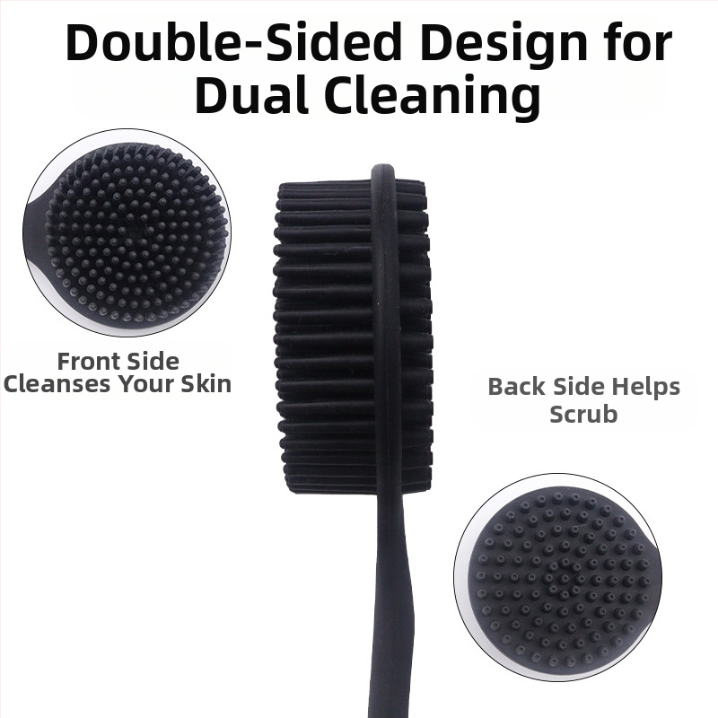 Prispôsobená silikónová kefa do kúpeľa s dlhou rukoväťou, obojstranná zosilnená silikónová kefa do kúpeľa, kefa do kúpeľa, masážna kefa, masážna kefa na chrbát, kefa na chrbát do kúpeľa