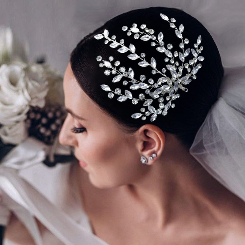 Užsienio prekybos nuotakos galvos apdangalas, cirkonio formos plaukų dalis, vestuvinė suknelė, plaukų aksesuarai, rankų darbo vestuvių spektaklio aksesuarai, DZ112