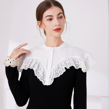 Europietiškas retro medvilninis nėrinių skara universalus netikras apykaklės vienuolės apsiaustas riteris kostiumo aksesuarai šaudymo rekvizitai