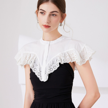 Ευρωπαϊκό ρετρό βαμβακερό δαντέλα σάλι ευέλικτο ψεύτικο κολάρο μανδύα καλόγριας ιππότης αξεσουάρ cosplay στηρίγματα σκοποβολής