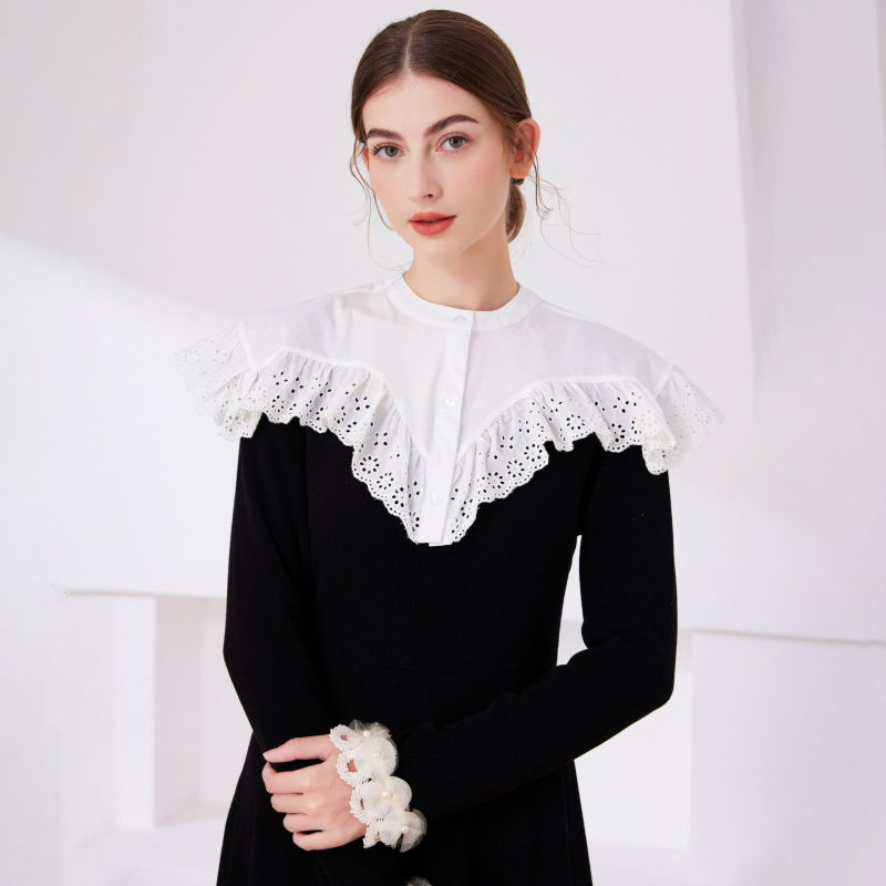 Europietiškas retro medvilninis nėrinių skara universalus netikras apykaklės vienuolės apsiaustas riteris kostiumo aksesuarai šaudymo rekvizitai