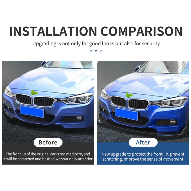 Automašīnas modifikācijas detaļas universāls priekšējās lāpstas regulējams piecu sekciju priekšējās lūpas apkārtējās atdalīšanas bampera komplekts