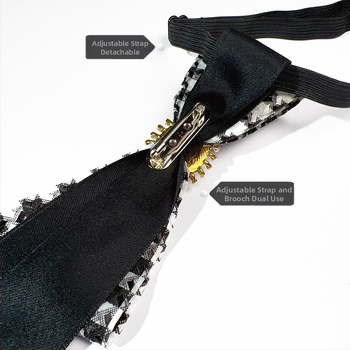 Madingi europietiški ir amerikietiški retro stiliaus juodi „Houndstooth“ stiliaus kaspino, bitės dizaino nišiniai marškiniai be mazgo moteriški kaklaraiščiai