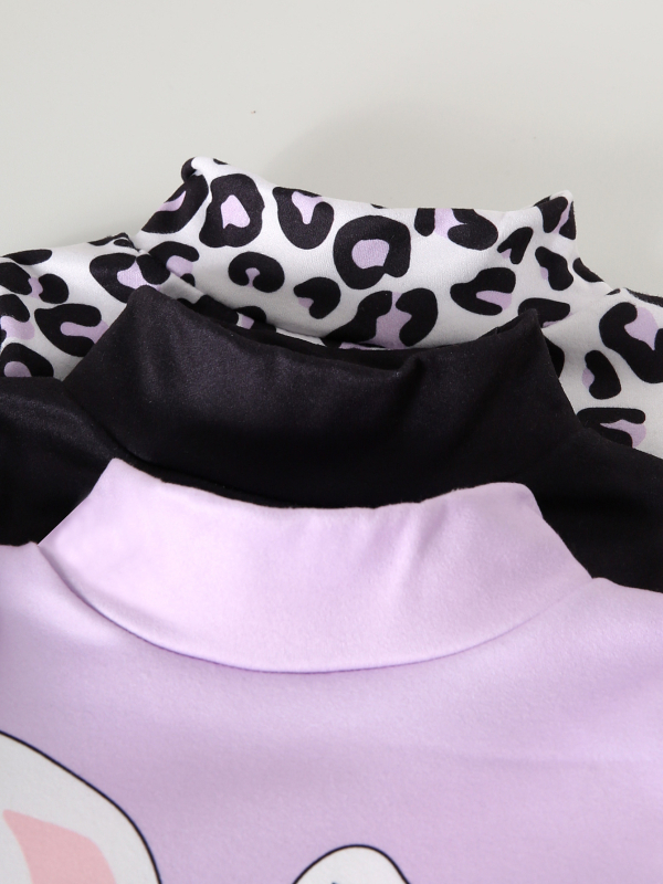 Jesenski i zimski set od tri dijela za djevojčice s crtanim zecom i leopard printom