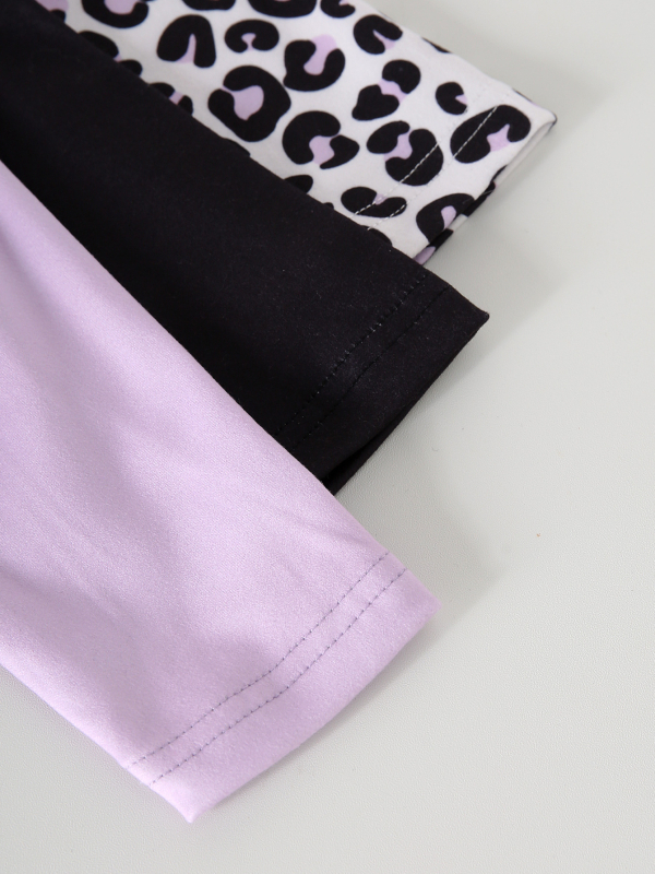 Jesenski i zimski set od tri dijela za djevojčice s crtanim zecom i leopard printom