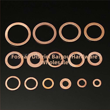 150 vnt. varinių tarpiklių rinkinys dėžutėje su varine tarpine, varinė plokščia poveržlė M5-M22