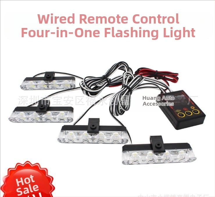 Auto bljeskalica novo žičano daljinsko upravljanje 12V jedno povlačenje četiri 16LED istaknuto srednje Net Light kopča tip stroboskopa