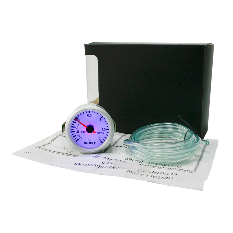 Pārrobežu automašīnas modificēts pastiprinātāja mērītājs 12V 2 collu 52 mm universāls zils turbo mērītājs