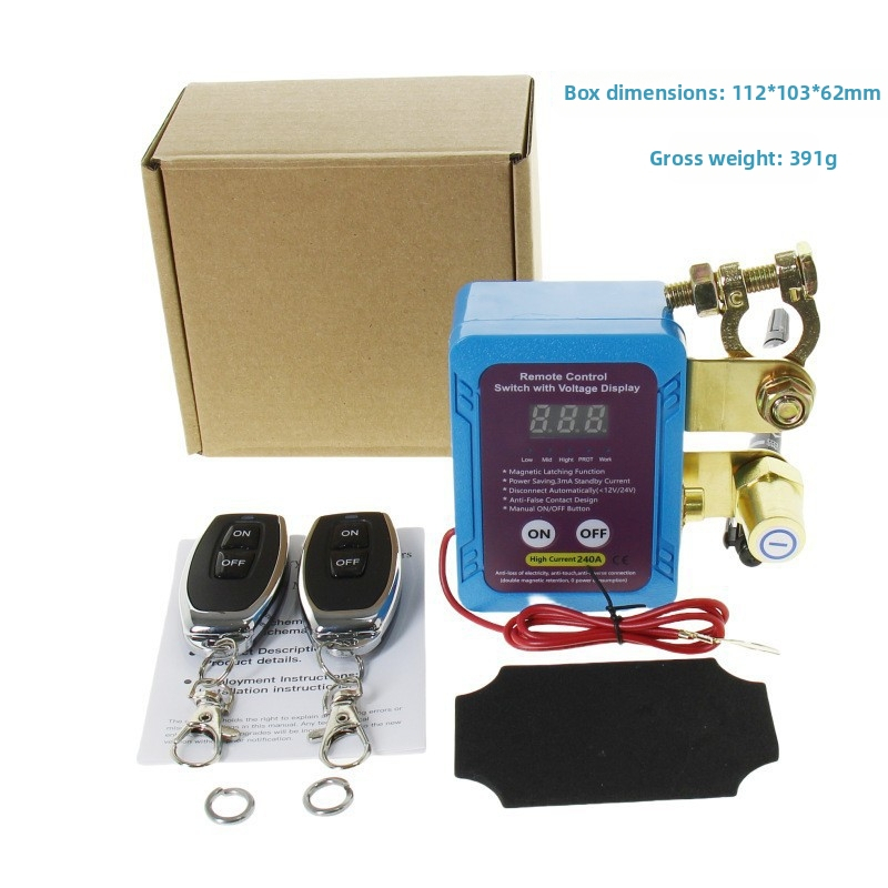 Превключвател за изключване на автомобилния акумулатор с отрицателен полюс, цифров дисплей, интелигентно дистанционно управление, 12V/24V превключвател за изключване, предпазващ от загуба на захранване