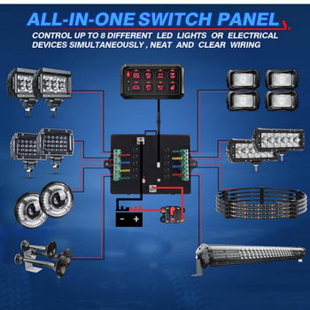 Πίνακας διακόπτη αφής οκτώ πλήκτρων με δώδεκα πλήκτρα, κατάλληλος για τροποποίηση RV Jeep Yacht, ρυθμιζόμενο χρώμα RGB οκτώ κατευθύνσεων