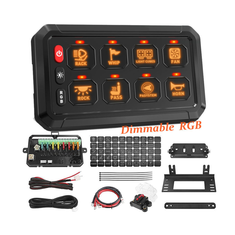 Panou de comutare tactil cu opt taste, doisprezece taste, potrivit pentru modificarea iahturilor RV, Jeep, culoare reglabilă RGB, opt direcții