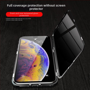 Kahepoolne piilumisvastane telefoniümbris iPhone 16 Promax klaasist magnetilise metallraamiga Apple 15 jaoks